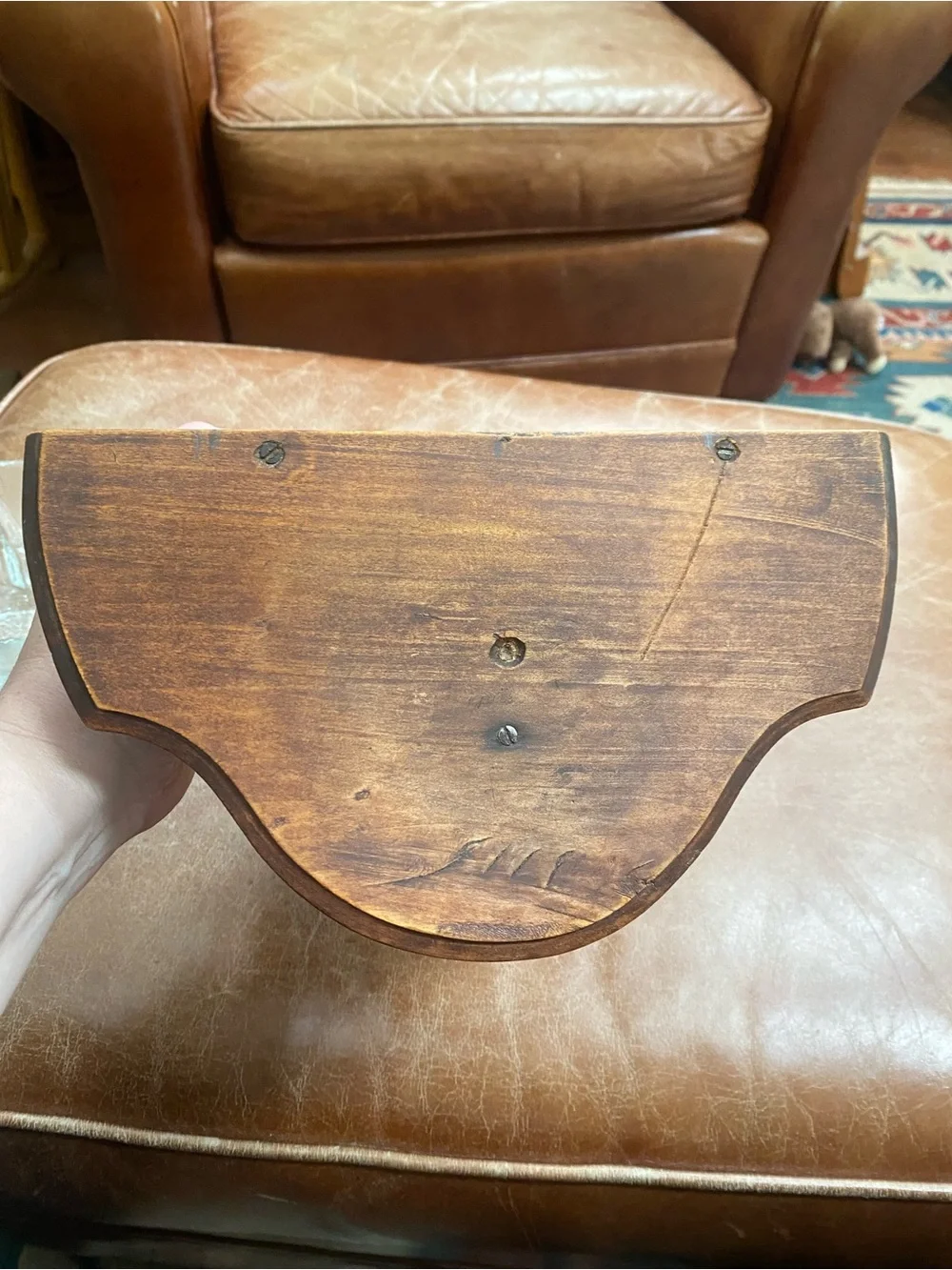 Vintage Hand-Carved Wooden Wall Bracket Shelf scroll detail